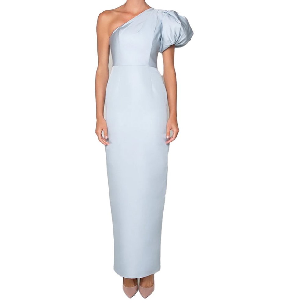 Alexia Maria Lily Silk Faille Column Gown